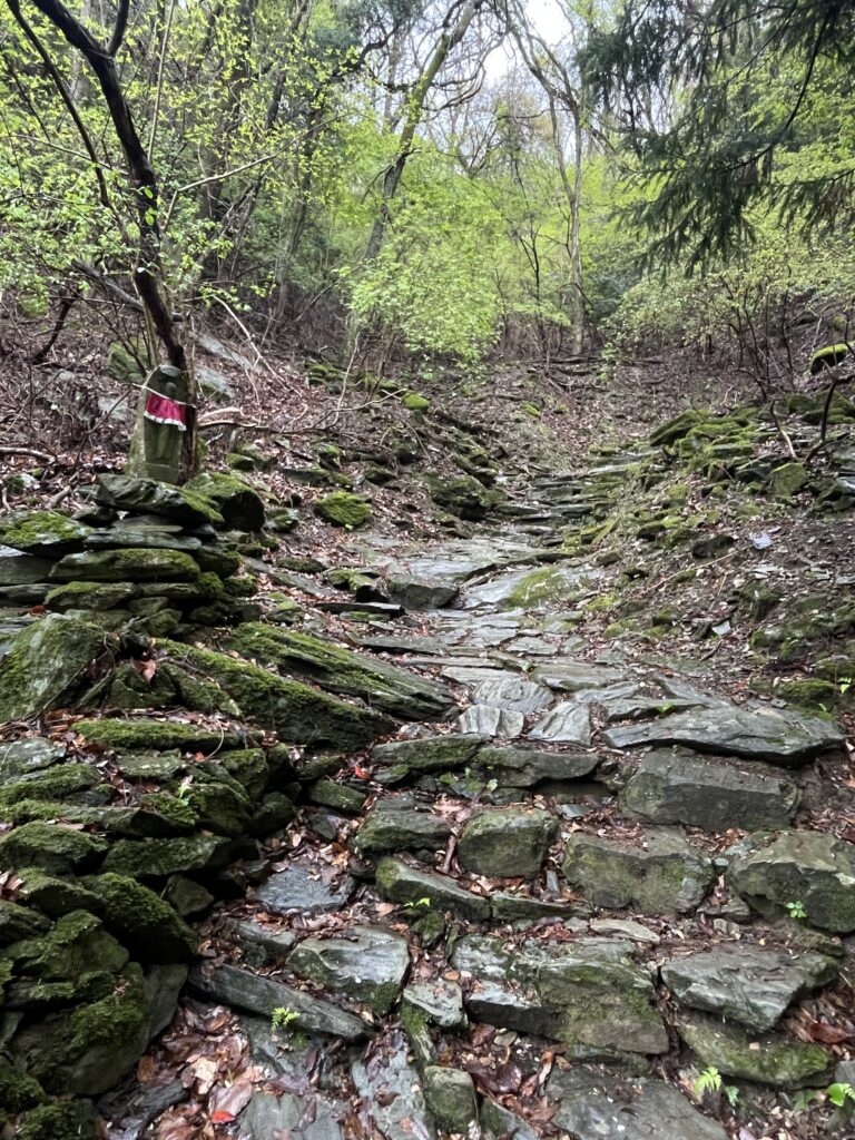 急斜面を覆う石畳