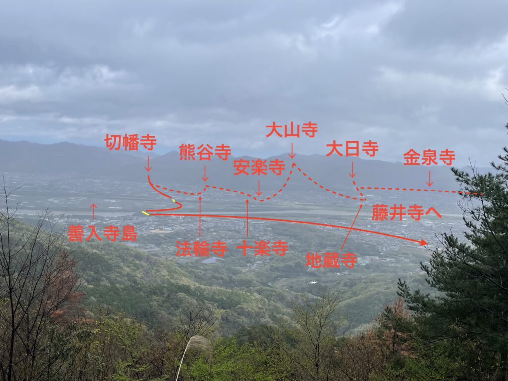 昨日まで歩いてきた道が見渡せた