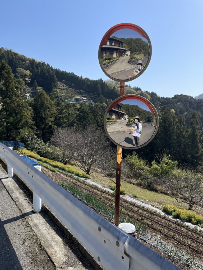 カーブミラーで自撮り