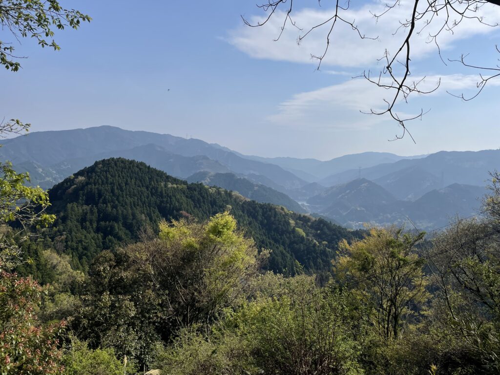 眼下の山を見渡す