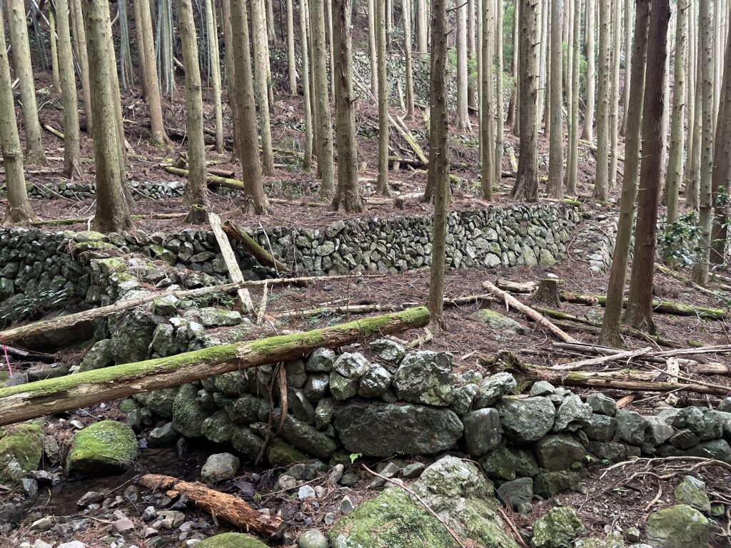 幾重にも連なる石垣