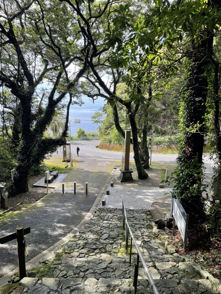 駐車場の先に海が見えてきた